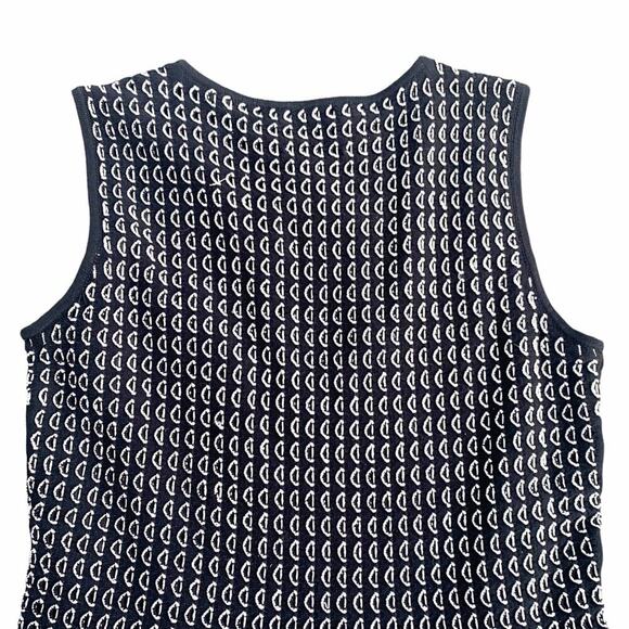Ann Taylor Embroidered Peplum Knit Sleeveless Sweater Tank Top Black White XS - Picture 13 of 16